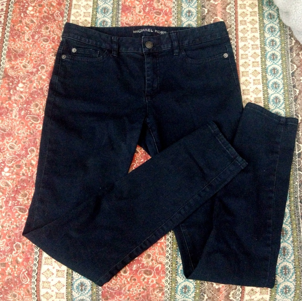 Michael kors stretchy dark blue jeans
